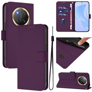 For Honor X9C 5G Global Skin Feel Solid Color Leather Phone Case with Lanyard(Violet)