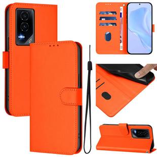 For Honor GT Skin Feel Solid Color Leather Phone Case with Lanyard(Orange)