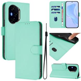 For Honor 300 Pro / 300 Ultra Skin Feel Solid Color Leather Phone Case with Lanyard(Mint Green)
