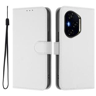 For Honor 300 Pro / 300 Ultra Skin Feel Solid Color Leather Phone Case with Lanyard(White)