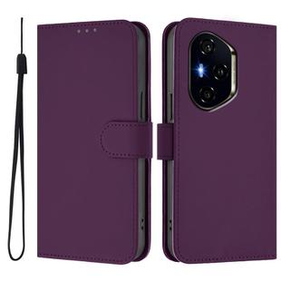 For Honor 300 Pro / 300 Ultra Skin Feel Solid Color Leather Phone Case with Lanyard(Violet)