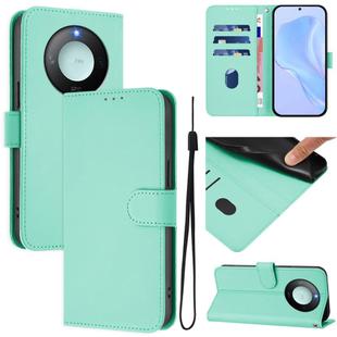 For Honor X9c Smart Global  Skin Feel Solid Color Leather Phone Case with Lanyard(Mint Green)
