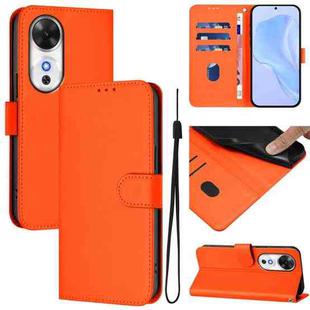 For Honor Play 60 5G Skin Feel Solid Color Leather Phone Case with Lanyard(Orange)