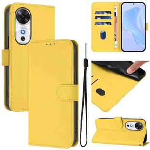 For Honor Play 60 5G Skin Feel Solid Color Leather Phone Case with Lanyard(Lemon Yellow)