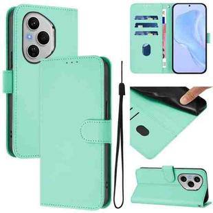 For Honor 400 Pro Global 160.8mm Skin Feel Solid Color Leather Phone Case with Lanyard(Mint Green)