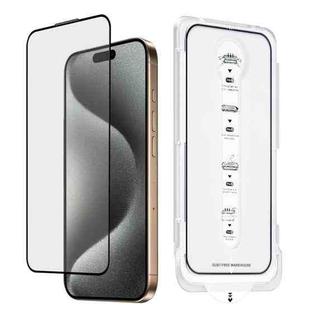 For iPhone 15 Pro Dust-Free Easy Install HD Tempered Glass Film(Black)