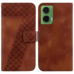 For Motorola Moto G35 Seven-shaped Embossed Leather Phone Case(Brown)