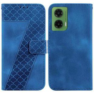 For Motorola Moto G35 Seven-shaped Embossed Leather Phone Case(Blue)