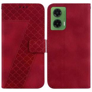 For Motorola Moto G35 Seven-shaped Embossed Leather Phone Case(Red)