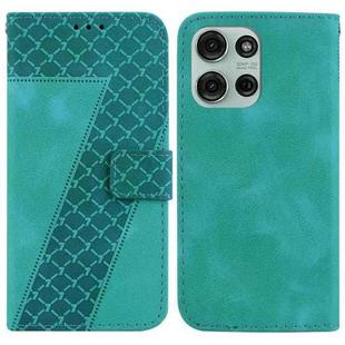 For Motorola Moto G75 5G Seven-shaped Embossed Leather Phone Case(Green)