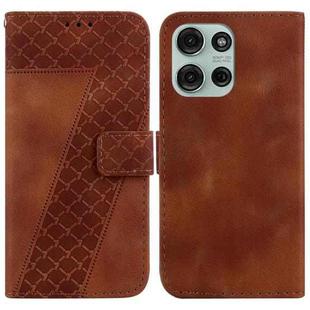 For Motorola Moto G75 5G Seven-shaped Embossed Leather Phone Case(Brown)