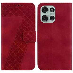 For Motorola Moto G75 5G Seven-shaped Embossed Leather Phone Case(Red)