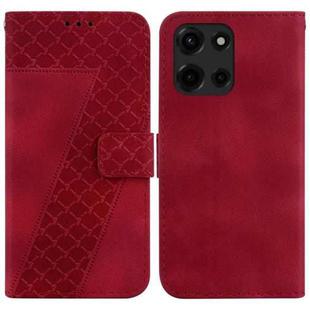 For Motorola Moto G 5G 2025 Seven-shaped Embossed Leather Phone Case(Red)