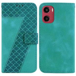 For Motorola Moto G05 / E15 Seven-shaped Embossed Leather Phone Case(Green)