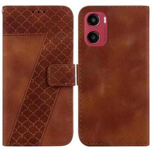 For Motorola Moto G05 / E15 Seven-shaped Embossed Leather Phone Case(Brown)