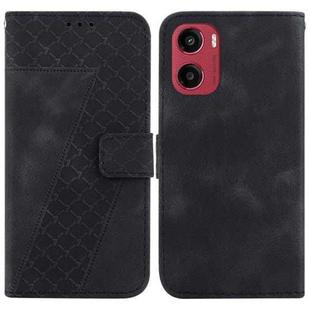 For Motorola Moto G05 / E15 Seven-shaped Embossed Leather Phone Case(Black)