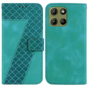 For Motorola Moto G15 Seven-shaped Embossed Leather Phone Case(Green)