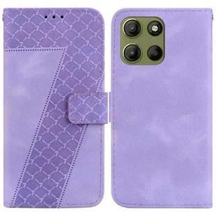 For Motorola Moto G15 Seven-shaped Embossed Leather Phone Case(Purple)