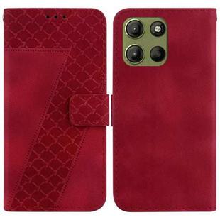 For Motorola Moto G15 Seven-shaped Embossed Leather Phone Case(Red)