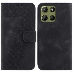 For Motorola Moto G15 Seven-shaped Embossed Leather Phone Case(Black)