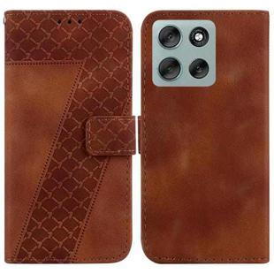 For Motorola Moto G56 5G / G66j 5G / G66y 5G Seven-shaped Embossed Leather Phone Case(Brown)