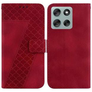 For Motorola Moto G56 5G / G66j 5G / G66y 5G Seven-shaped Embossed Leather Phone Case(Red)