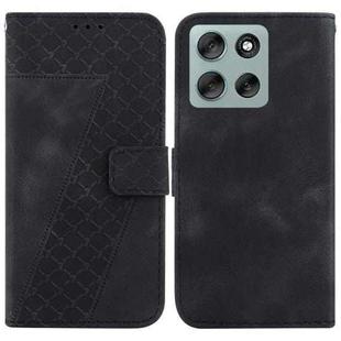 For Motorola Moto G56 5G / G66j 5G / G66y 5G Seven-shaped Embossed Leather Phone Case(Black)