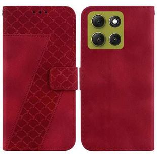 For Motorola Moto G86 5G Seven-shaped Embossed Leather Phone Case(Red)