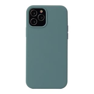 For iPhone 12 mini Solid Color Liquid Silicone Shockproof Protective Case(Pine Green)