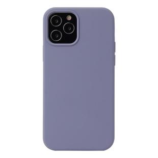For iPhone 12 / 12 Pro Solid Color Liquid Silicone Shockproof Protective Case(Lavender Grey)