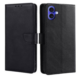 For iPhone 16 Calf Texture Buckle Flip Leather Phone Case(Black)
