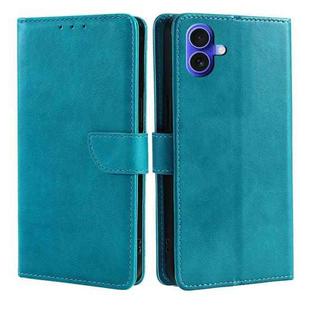 For iPhone 16 Calf Texture Buckle Flip Leather Phone Case(Light Blue)