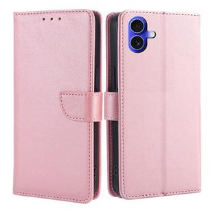 For iPhone 16 Calf Texture Buckle Flip Leather Phone Case(Rose Gold)
