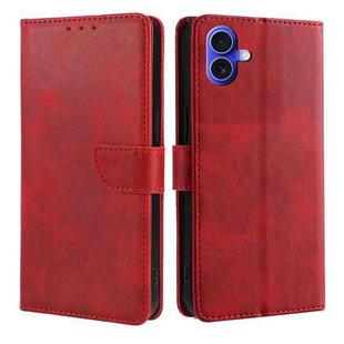 For iPhone 16 Calf Texture Buckle Flip Leather Phone Case(Red)