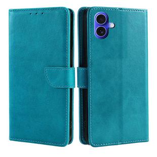For iPhone 16 Plus Calf Texture Buckle Flip Leather Phone Case(Light Blue)