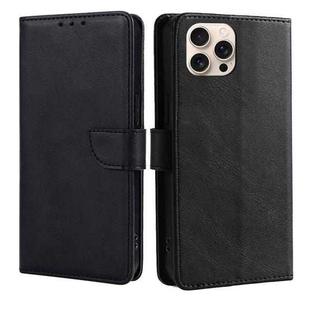 For iPhone 16 Pro Calf Texture Buckle Flip Leather Phone Case(Black)