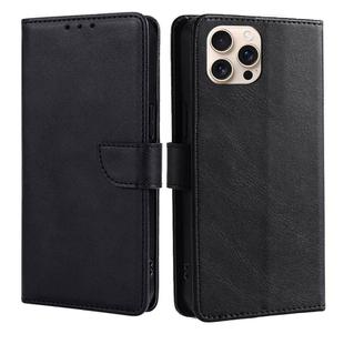 For iPhone 16 Pro Max Calf Texture Buckle Flip Leather Phone Case(Black)