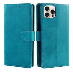 For iPhone 16 Pro Max Calf Texture Buckle Flip Leather Phone Case(Light Blue)