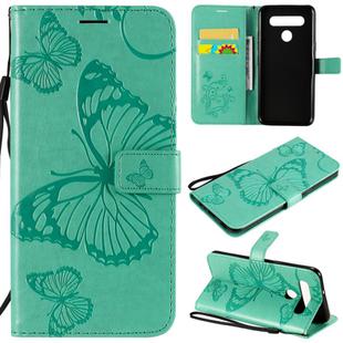 For LG K41S & K51S 3D Butterfly Embossed Pattern Horizontal Flip Leather Case with Holder & Card Slot & Wallet & Lanyard(Green)