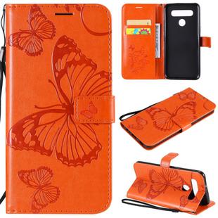 For LG K41S & K51S 3D Butterfly Embossed Pattern Horizontal Flip Leather Case with Holder & Card Slot & Wallet & Lanyard(Orange)