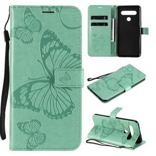 For LG K61 3D Butterfly Embossed Pattern Horizontal Flip Leather Case with Holder & Card Slot & Wallet & Lanyard(Green)