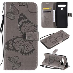 For LG K61 3D Butterfly Embossed Pattern Horizontal Flip Leather Case with Holder & Card Slot & Wallet & Lanyard(Grey)