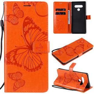 For LG Stylo 6 3D Butterfly Embossed Pattern Horizontal Flip Leather Case with Holder & Card Slot & Wallet & Lanyard(Orange)