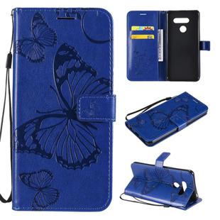 For LG K50S 3D Butterfly Embossed Pattern Horizontal Flip Leather Case with Holder & Card Slot & Wallet & Lanyard(Blue)