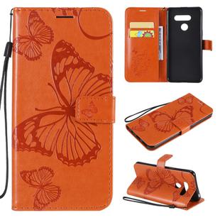 For LG K50S 3D Butterfly Embossed Pattern Horizontal Flip Leather Case with Holder & Card Slot & Wallet & Lanyard(Orange)