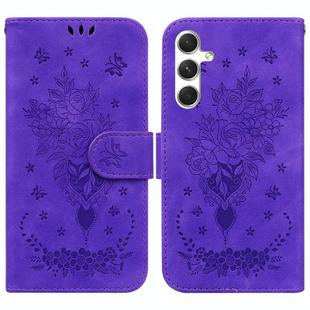 For Samsung Galaxy S25 5G Butterfly Rose Embossed Leather Phone Case(Purple)