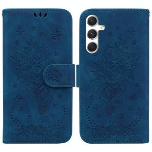 For Samsung Galaxy S25+ 5G Butterfly Rose Embossed Leather Phone Case(Blue)