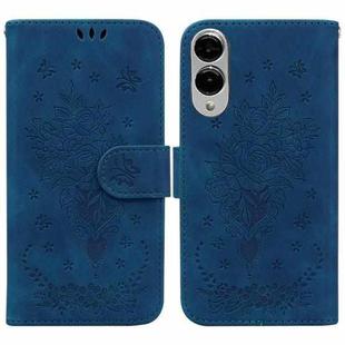 For Samsung Galaxy S25 Edge 5G Butterfly Rose Embossed Leather Phone Case(Blue)