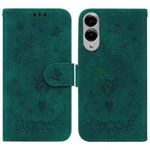 For Samsung Galaxy S25 Edge 5G Butterfly Rose Embossed Leather Phone Case(Green)