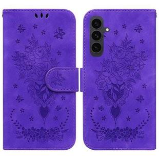 For Samsung Galaxy S25 FE 5G Butterfly Rose Embossed Leather Phone Case(Purple)